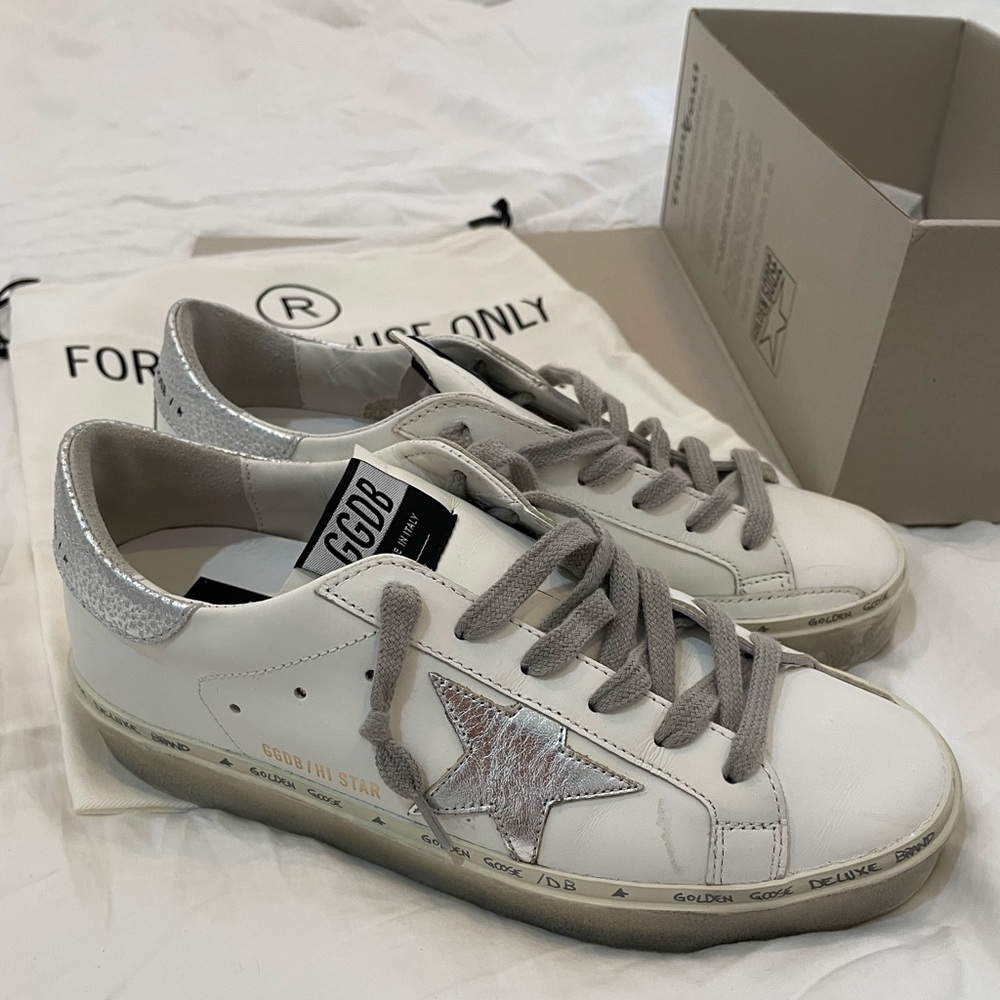 Golden Goose Hi Star Silver Sneakers 38